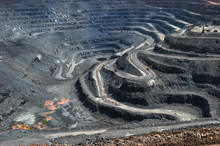 High Angle View Of Winding Roads At Open-pit Mine
