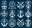 © PrintingSociety - Ocean yachting sailing vector anchor badges collection  artwork for  prints or embroideries