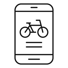 Canvas Print - Smartphone bike rent icon. Outline smartphone bike rent vector icon for web design isolated on white background