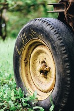 Close-up Of Old Tractor Wheel