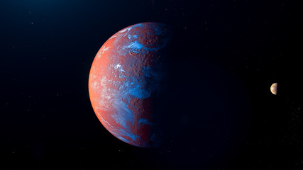 Wall Mural - red exoplanet 3d render for background