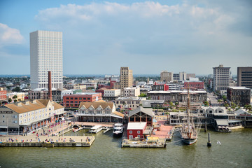 Galveston, Texas/USA - Mar 27, 2016: Port city view from the cruise ship.