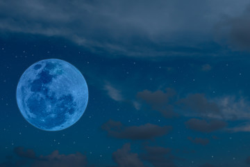 blue full moon on the sky.