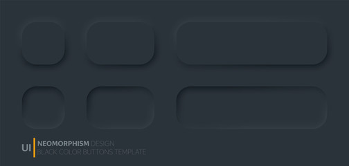 Leinwandbilder - Black buttons in Neomorphism design style. Vector illustration EPS 10