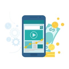App monetization and mobile marketing business concept. Vector