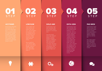 Poster - vector progress five steps template