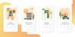 Onboarding screens design in food delivery concept. Order food on line banners, mobile application design. Order process concept. How to order. Modern and simplified vector illustration.