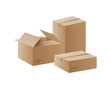 © sabelskaya - Realistic cardboard boxes with different shapes isolated on white background
