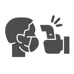 Poster - check human body temperature solid icon. detection virus transmission symbol, glyph style pictogram 