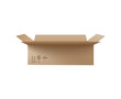 © sabelskaya - Side view of open recycling brown carton box, realistic vector mockup illustration isolated on white background. Cardboard parcel package or container 3d template.