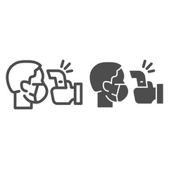 Poster - check human body temperature line and solid icon. detection virus transmission symbol, outline style