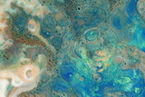 Fototapeta Łazienka - Abstract liquid ink marble color waves and bubbles