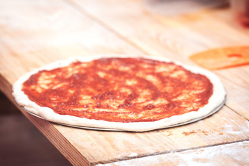 Poster - Pepperoni cheese pizza. pepperoni cooking italian pizza