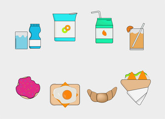 set of breakfast food vector illustration