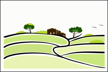 Poster - vineyard vector illustration rural landscape