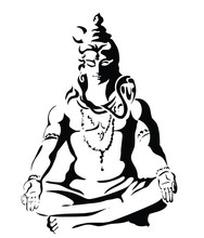Vector Illustration Of Meditating God Shiva