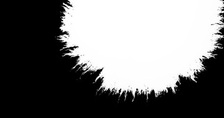 Wall Mural - abstract paint brush stroke shape white ink splattering flowing and washing on chroma key green scre