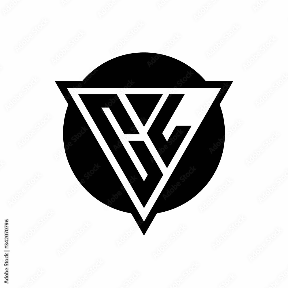 CL logo with negative space triangle and circle shape design template ...