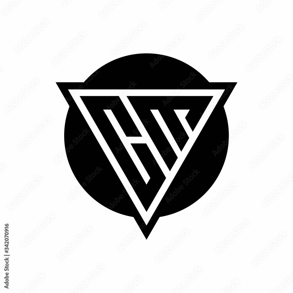 CM logo with negative space triangle and circle shape design template ...