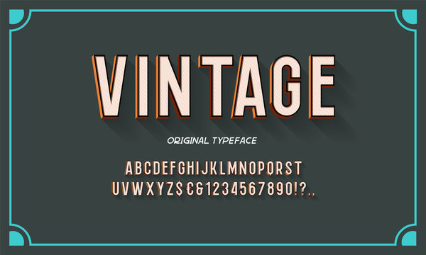 Retro style 3D alphabet. Vector illustration.