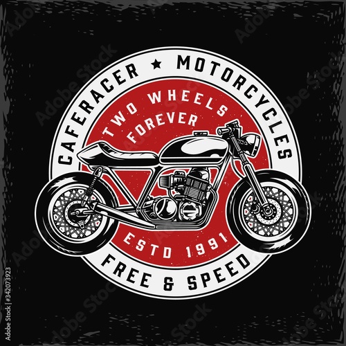 Fotografía Cafe racer motorcycle vintage round print