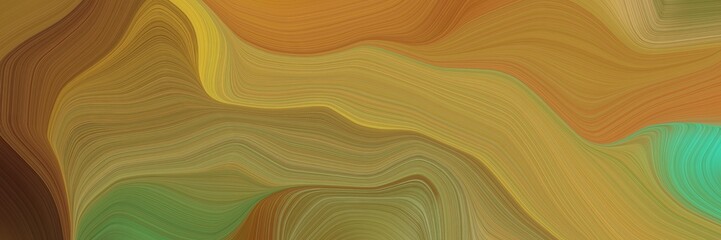 Aufkleber - landscape orientation graphic with waves. modern curvy waves background illustration with bronze, chocolate and medium sea green color