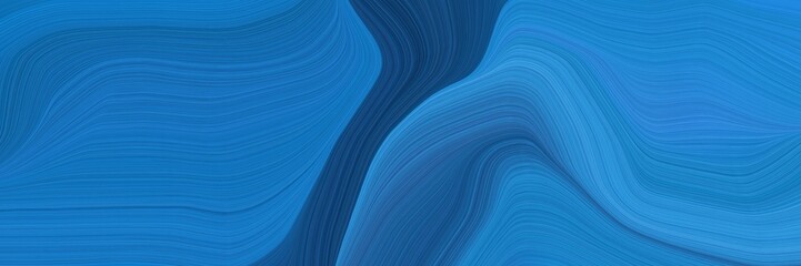 Poster - background elegant graphic with strong blue, midnight blue and teal blue color. smooth swirl waves background illustration