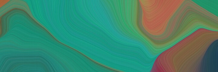 Aufkleber - dynamic elegant graphic. modern soft curvy waves background design with sea green, dark cyan and pastel brown color
