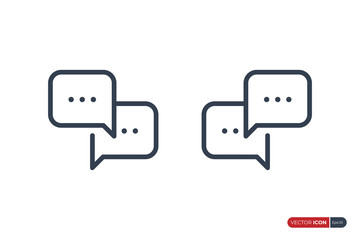 Poster - Speech Bubble Linear Style Chat Talk Icons Set isolated on White Background. Flat Vector Icon Design Template Element.