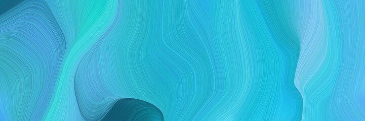 Leinwandbilder - creative elegant graphic with medium turquoise, teal and sky blue color. modern curvy waves background design