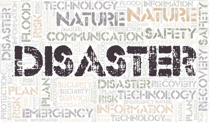 disaster typography word cloud.