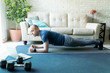 Man doing workout routine found online