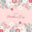 happy mother day, holiday pink flower on blue background. can be use for sale advertisement, backdrop. vector