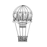 Fototapeta Dziecięca - Stylized balloon or aerostat drawn on a white background with a black liner. Hand drawing. The idea for children's creativity, holiday, coloring books, children's creativity and inspiration.