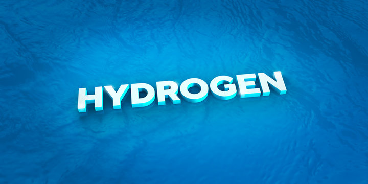 HYDROGEN – Wasserstoff Schriftzug auf Wasseroberfläche