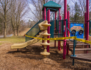 playground equipment in quarantine during the Covid-19 virus pandemic 
