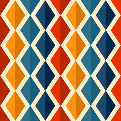 Retro seamless pattern design with colorful rhombuses