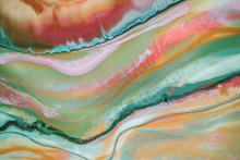 Resinart Closeup Of The Painting. Colorful Abstract Painting Background. Highly-textured Paint. High Quality Details. Resin Stains. Applicable For Design Cover, Annual Report, Invitation, Flyer.