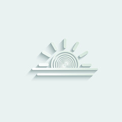 Poster - paper sunset icon, sunrise icon. weather symbol black vector