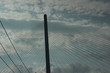 大型のつり橋　曇り空で形が不吉な感じを醸し出している　瀬戸内海のしまなみ海道