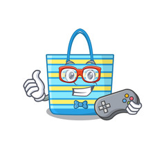 Poster - Mascot design concept of beach bag gamer using controller