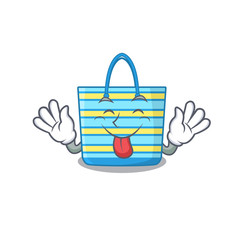 Sticker - An amusing face beach bag cartoon design with tongue out