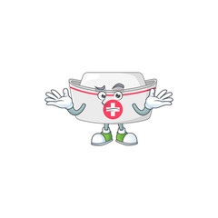 Sticker - An image of nurse hat in grinning mascot cartoon style