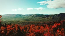 Scenic View Of Tumbledown Mountain And Autumn Trees
