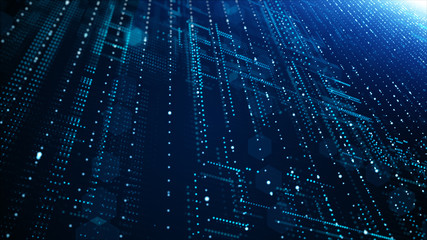 Poster - abstract digital particles point, digital cyberspace, technology digital connection. future backgrou