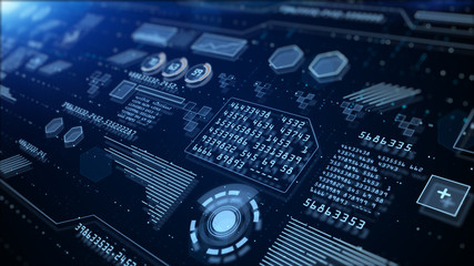 Poster - hi-tech digital display holographic information, digital cyberspace, technology digital data connect