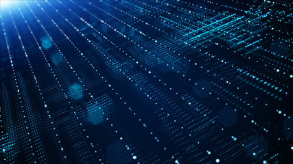 Poster - abstract digital particles point, digital cyberspace, technology digital connection. future backgrou