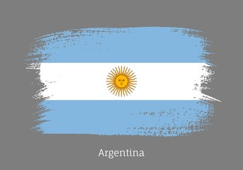 Wall Mural - Argentina republic official flag in shape of paintbrush stroke. Argentinian national identity symbol for patriotic design. Grunge brush blot vector illustration. Argentina country nationality sign.