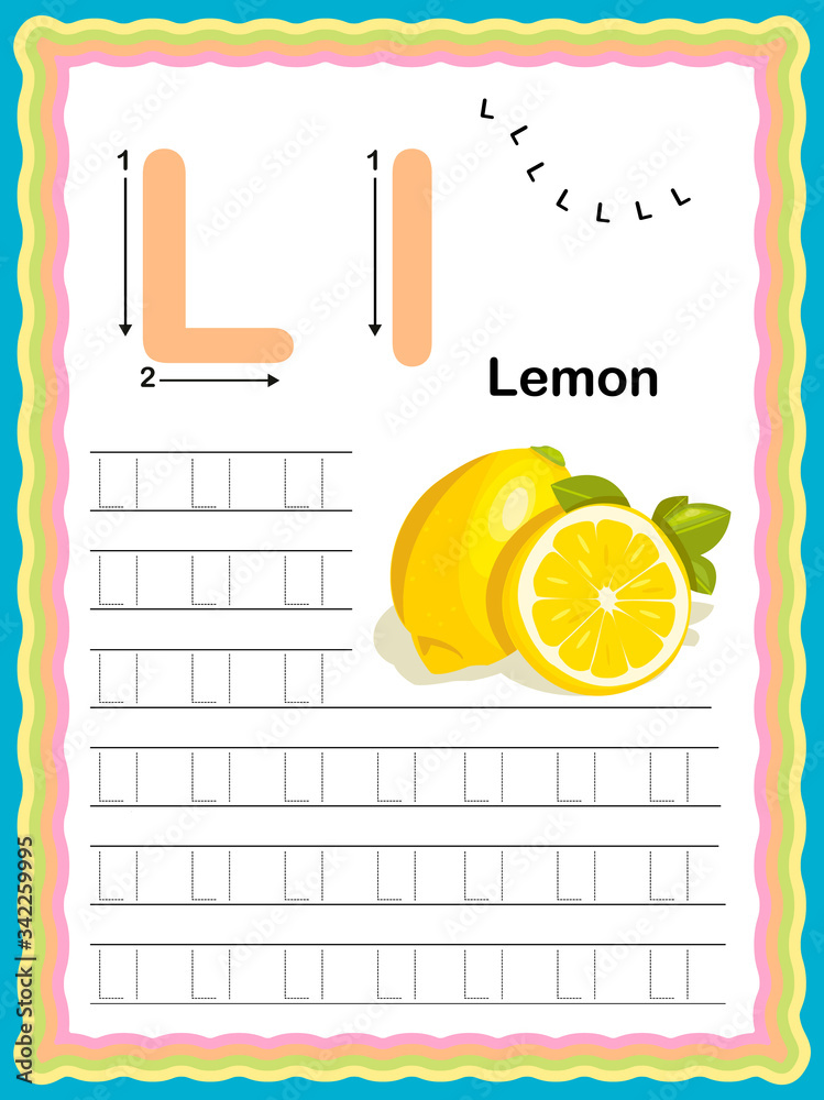 Preschool Colorful letter L Uppercase and Lowercase Tracing alphabets ...