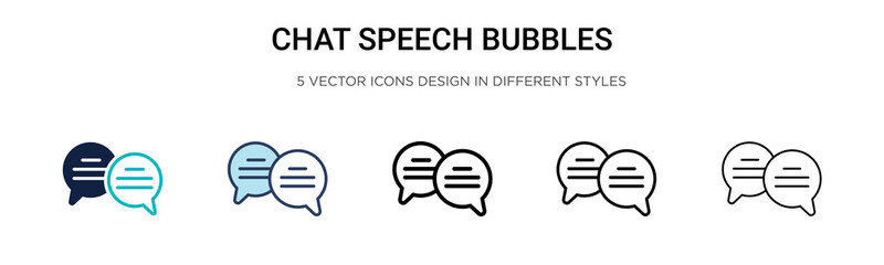 Poster - chat speech bubbles icon in filled, thin line, outline and stroke style. vector illustration of two 